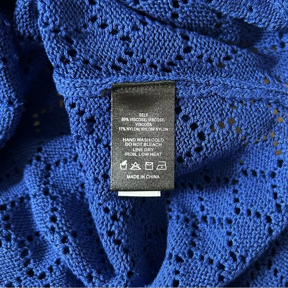 ANTHROPOLOGIE Sunday in Brooklyn • Blue Halter Crochet Cover-Up Midi Dress - Picture 8 of 8